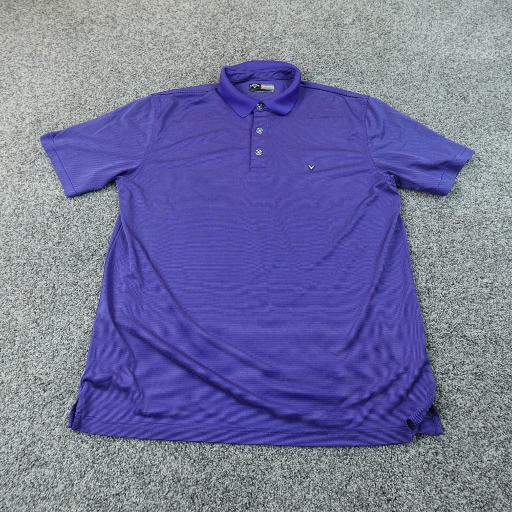 Callaway Polo Shirt Mens L Blue Purple Golf Opti Dri Performance Short Sleeve